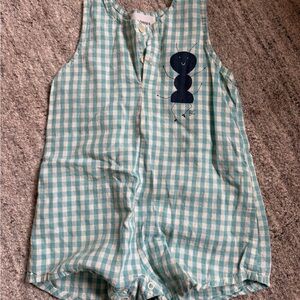 Blue Gingham Baby Romper